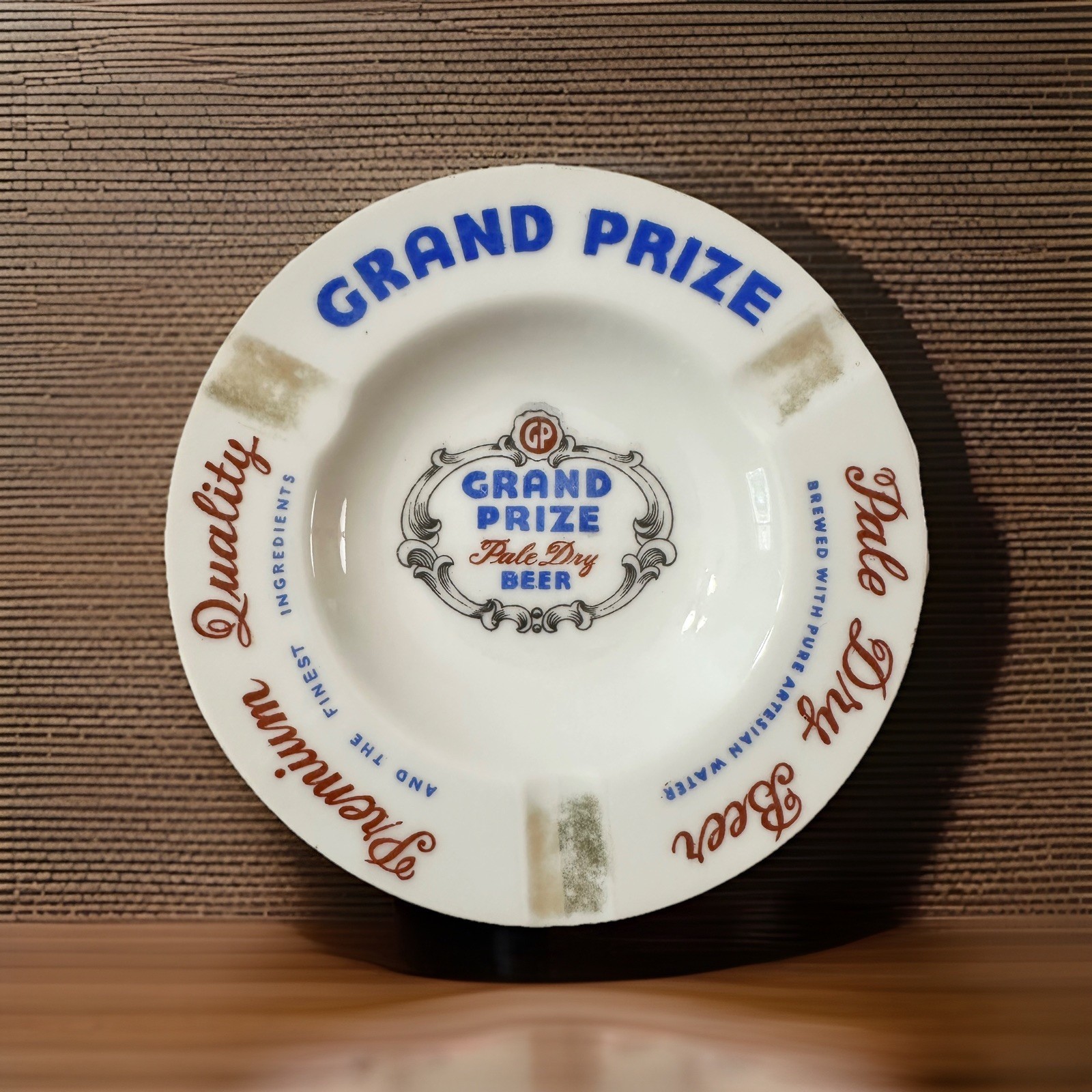 VINTAGE 1950s TEXAS GRAND PRIZE BEER ASHTRAY VTG