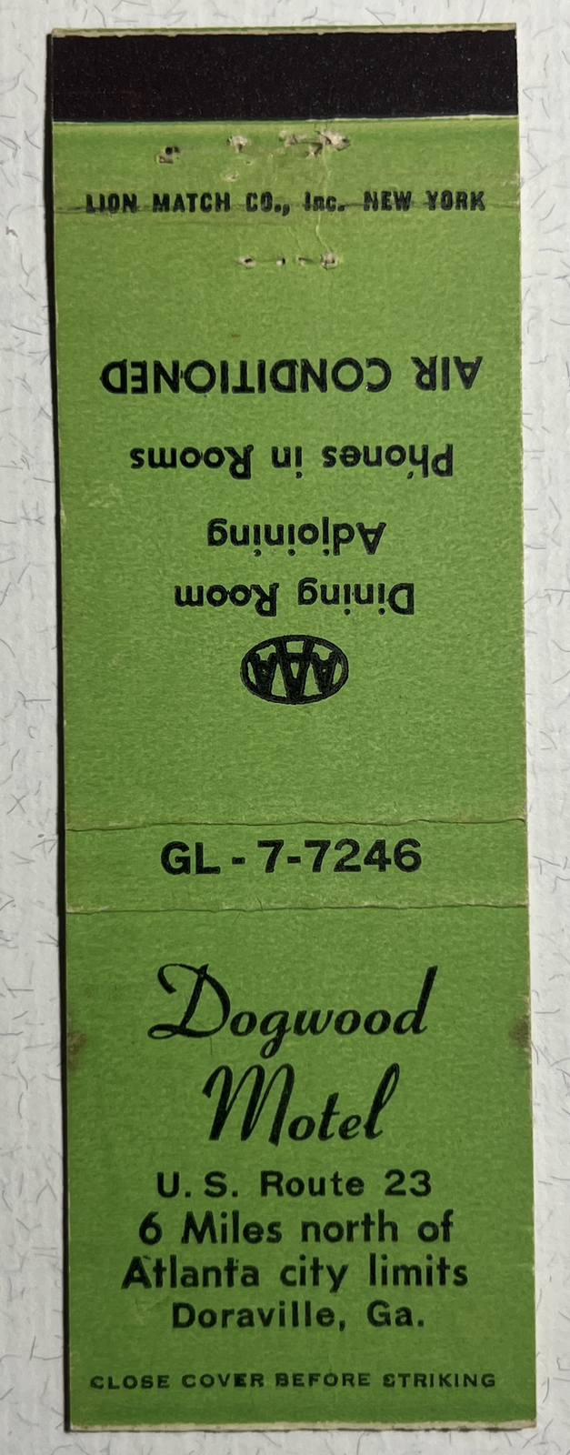 Vintage Matchbook Cover - Dogwood Motel U.S. Route 23 - Doraville, Georgia