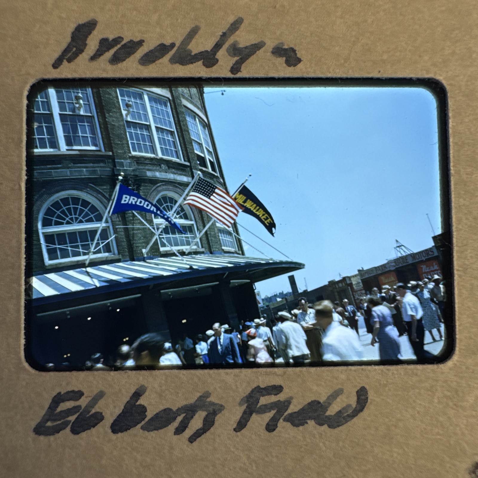 1950s Red Border Kodachrome Slide Ebbets Field Brooklyn Dodgers Milwaukee