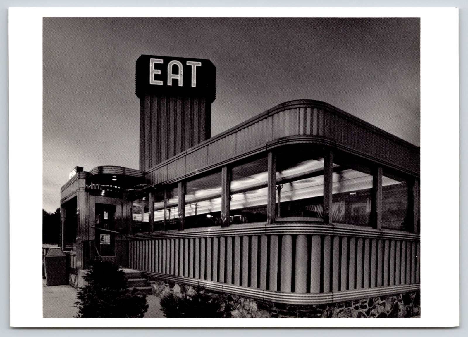 Zip\'s Diner Lights On Exterior View Neon Sign Eat Dayville CT Postcard UNP 4x6 