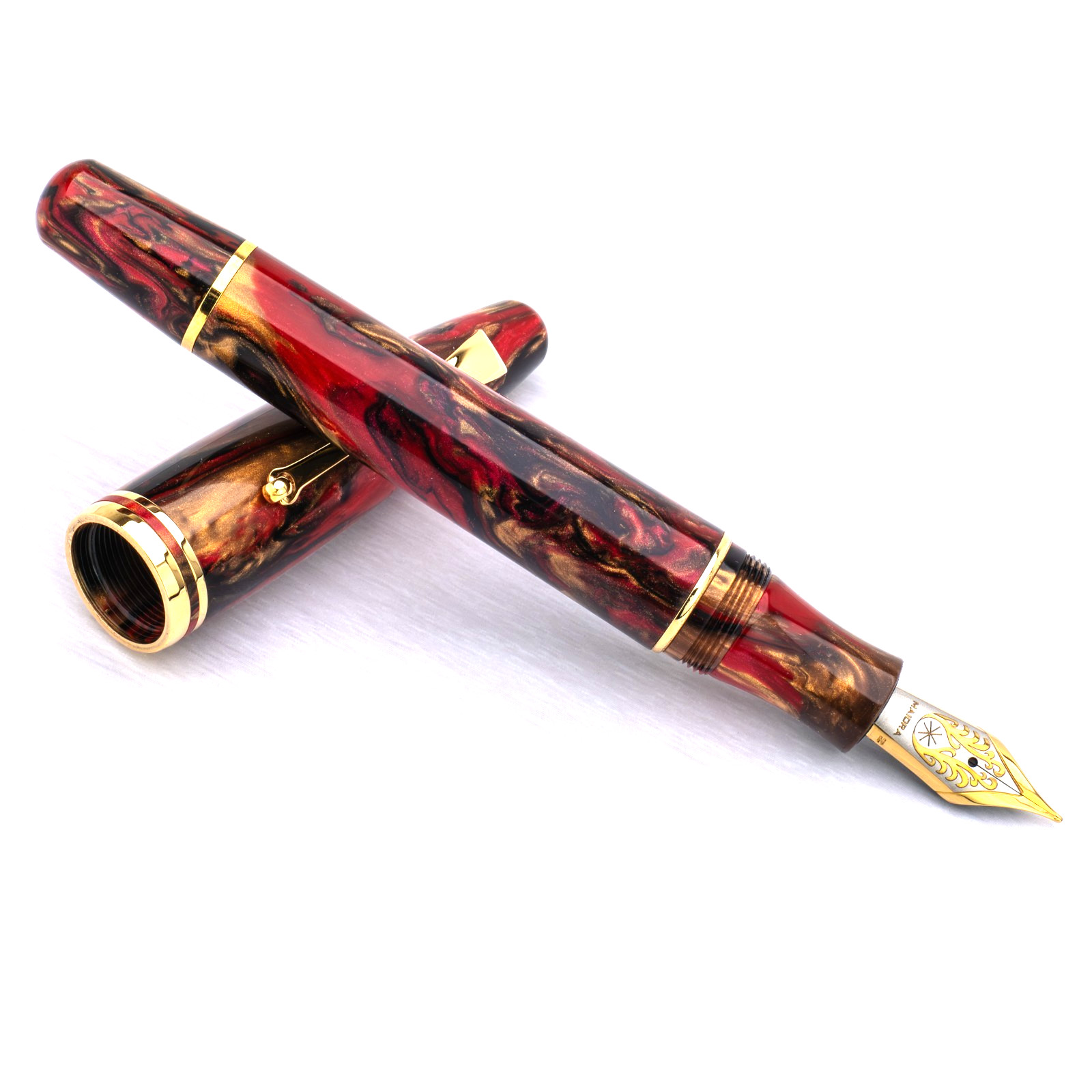 MAIORA ULTRA OGIVA GOLDEN RULE FOUNTAIN PEN  CARTRIDGE/CONVERTER MED.  STEEL NIB