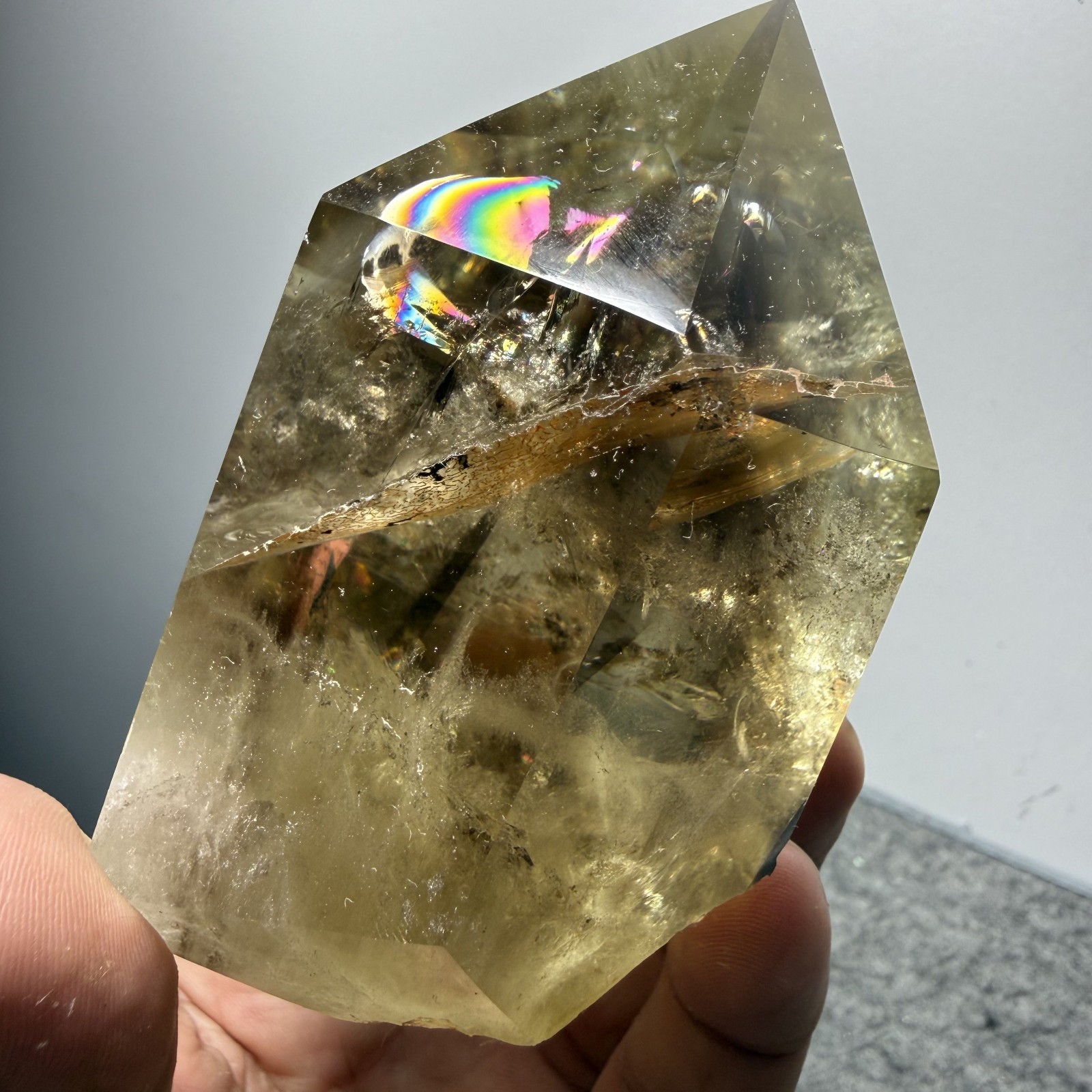 1.07 LB Natural Crystal Garden stone,Smoky Ghost phantom,rainbow++ L55