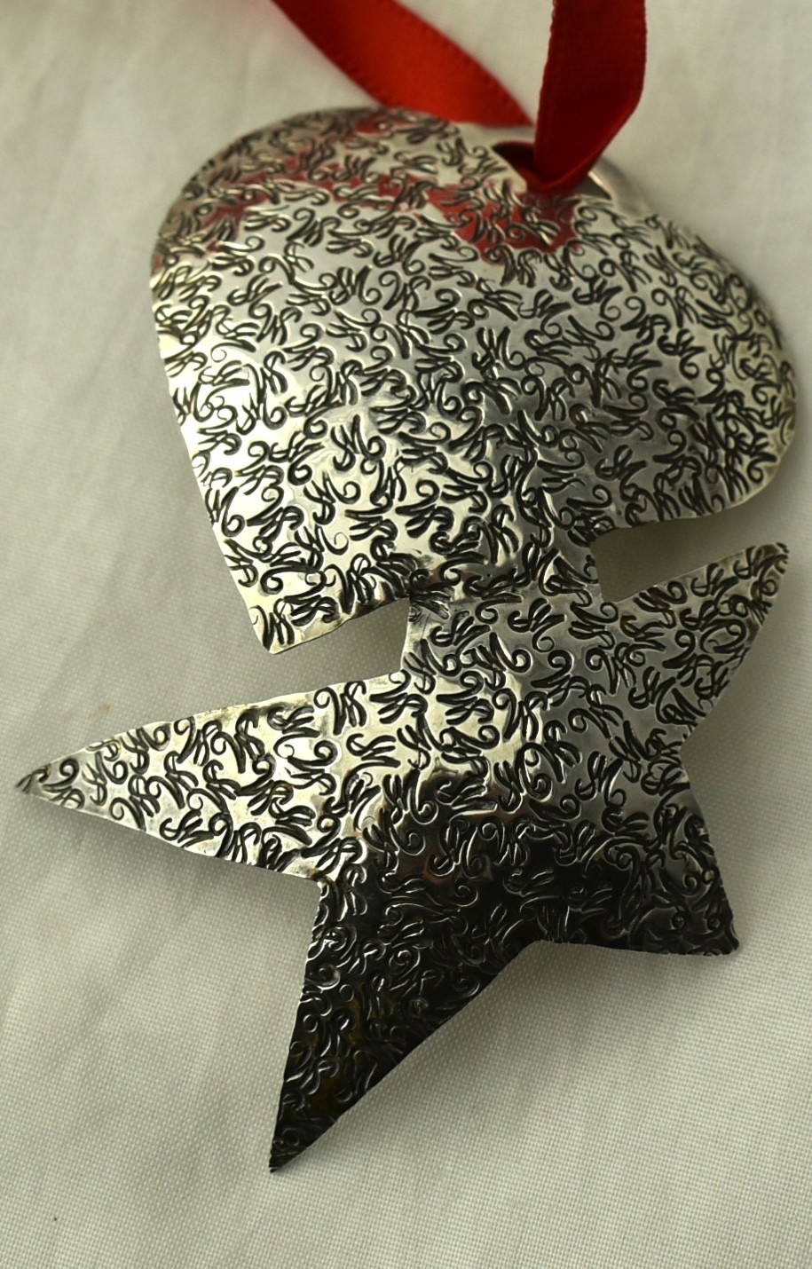 Scarce JANE MASON Sterling HEART STAR Christmas ORNAMENT Sante Fe NM Silversmith