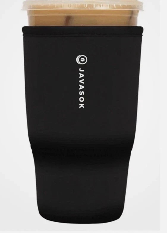 Java Sok Iced Coffee & Cold Soda Insulated Neoprene Cup Sleeve Black Large NEW