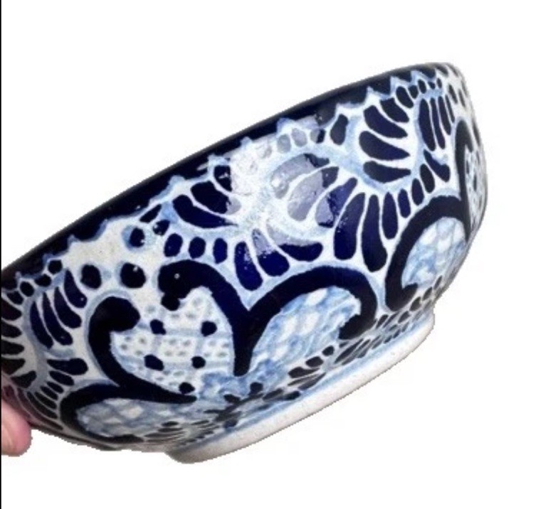 Vintage Uriarte Talavera Puebla Mexico Bowl Handcrafted Blue & White 6”x 2” EUC