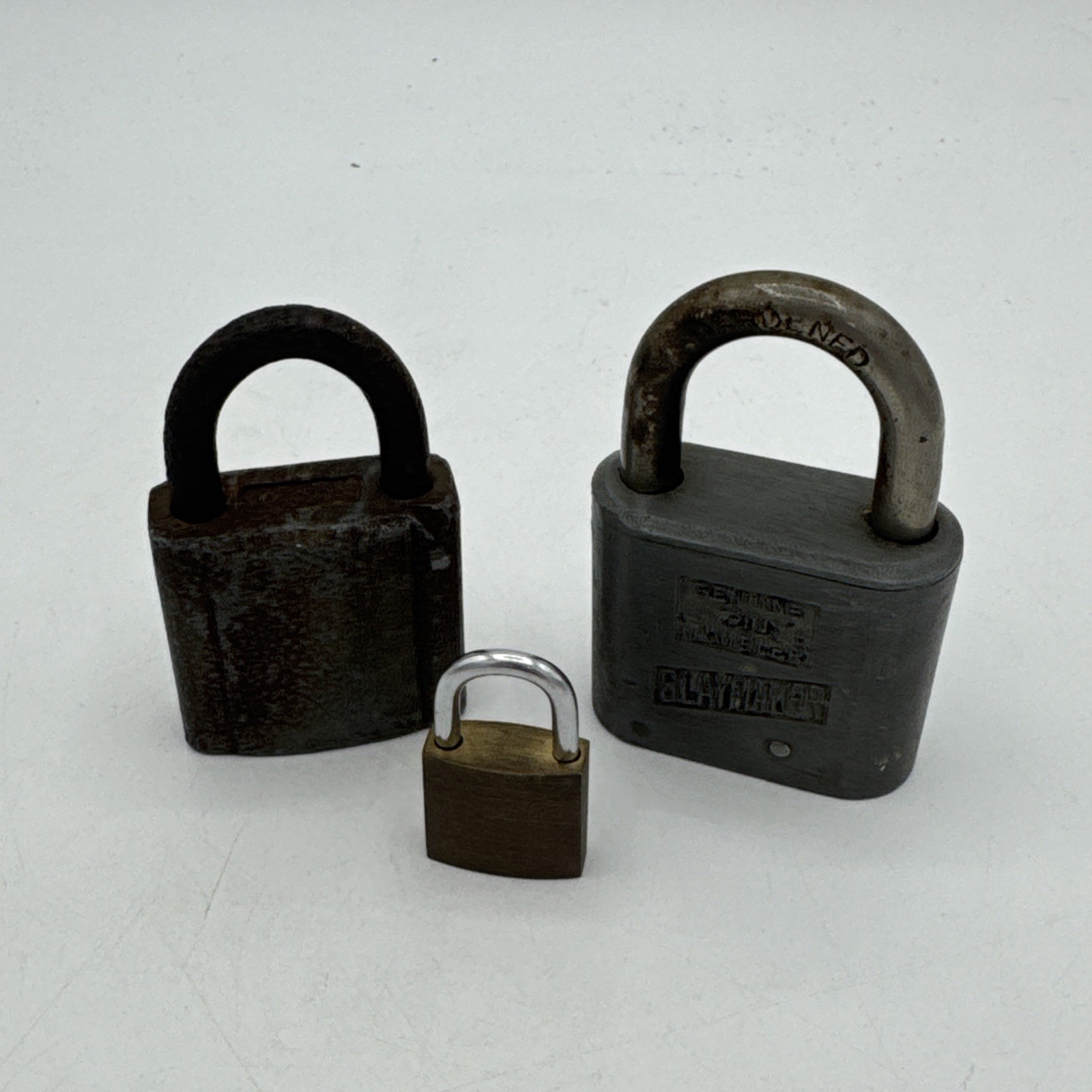 Vintage Padlock Lot Slaymaker Pin Tumbler Rust Patina Antique Lock No Keys