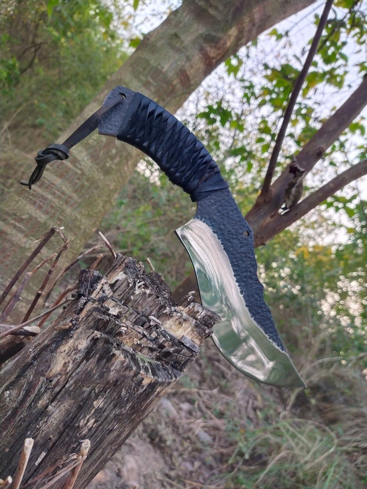 Custom Handmade Hunting Knife, 12C27 Full Tang Carbon Steel Blade, Camping Knife