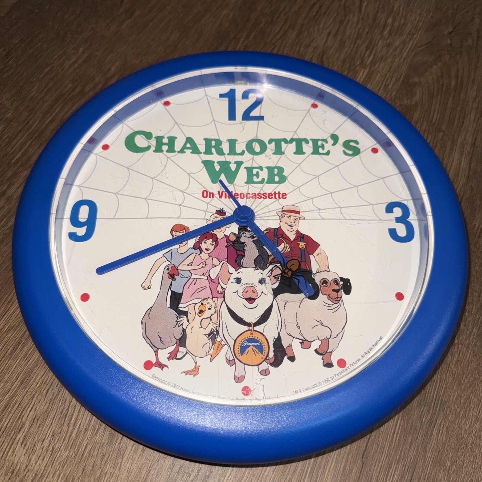 Vintage Charlotte's Web Wall Clock 1992 Hanna-Barbera Productions NEW Working