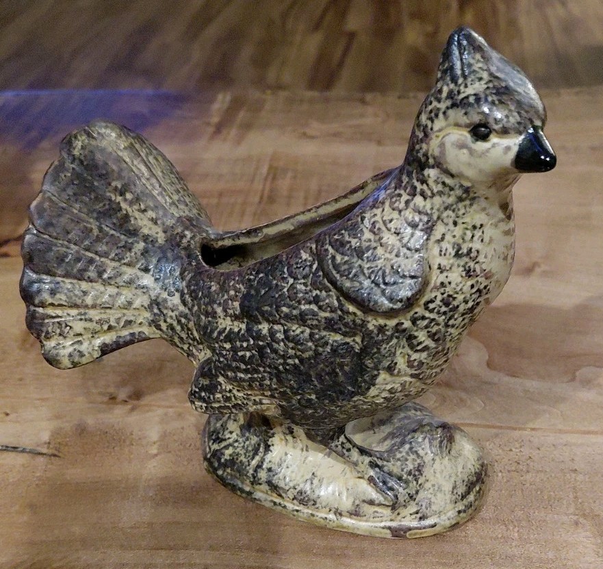 Vintage Unusual Stoneware Grouse Planter 6.5x7