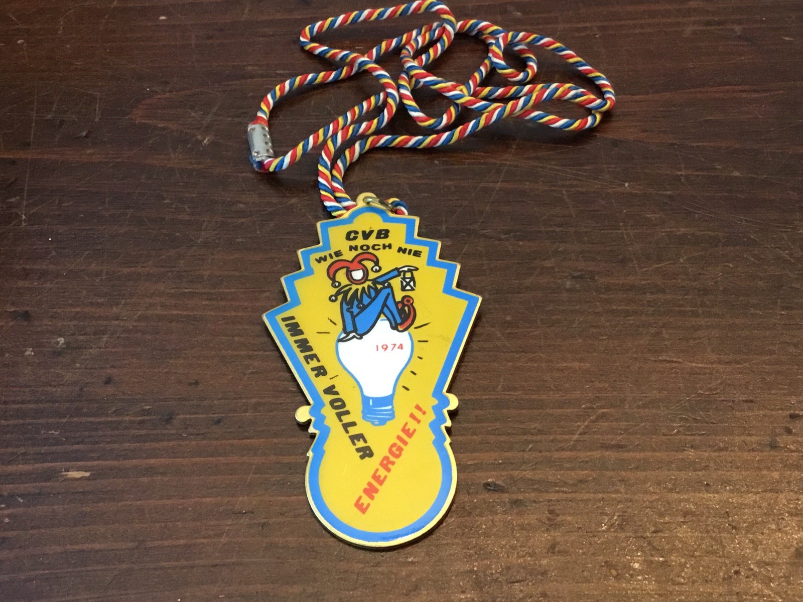 Vintage 1974 German Carnival Karnival Medal Jester CVB Lightbulb Energy