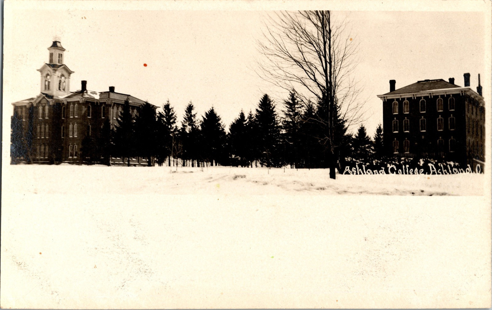 RPPC Ashland College Campus Ashland OH Real Photo Postcard Ohio University View