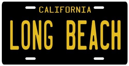 LONG BEACH California 1960\'s Black Aluminum CA License Plate
