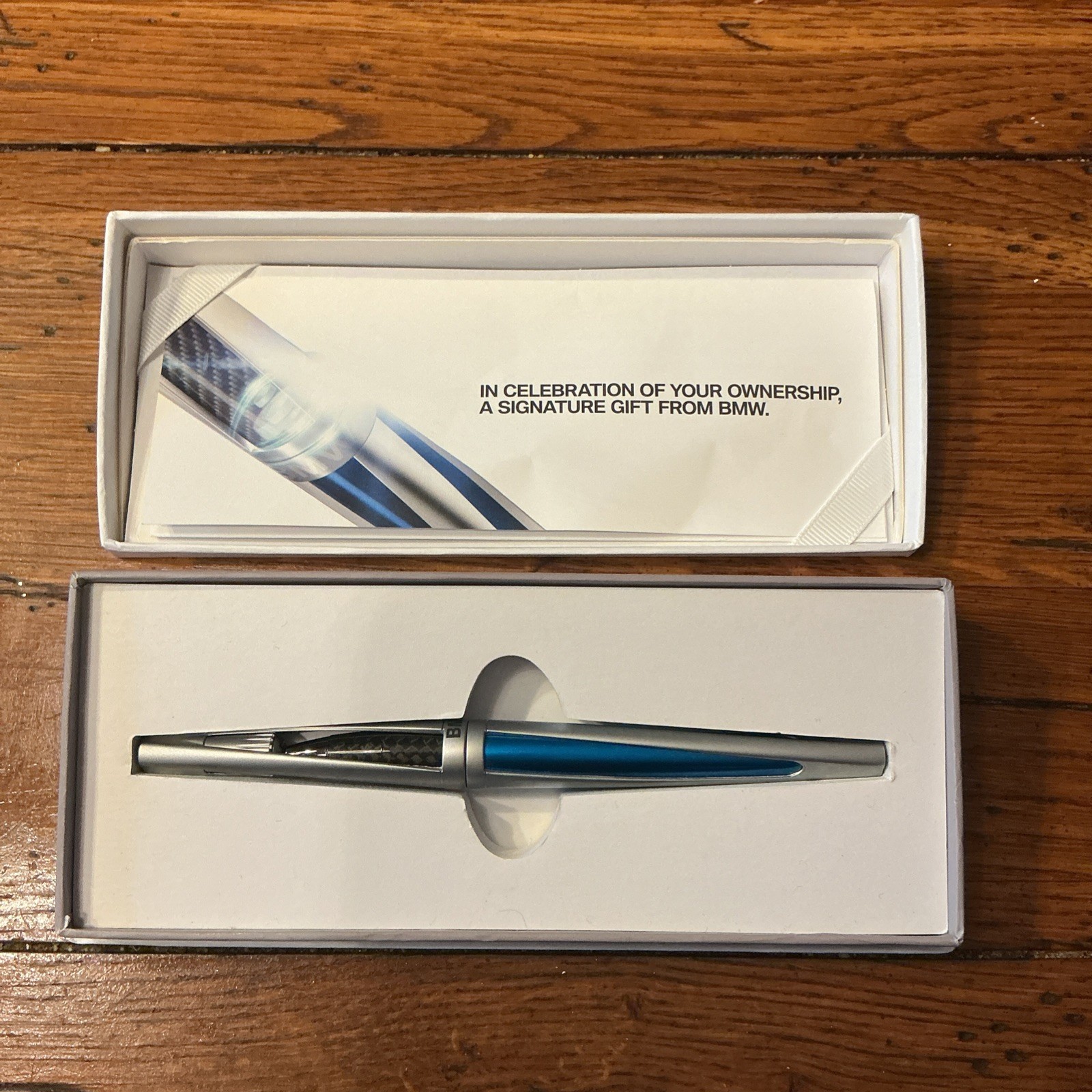 Vintage BMW Titanium Blue Silver Steel Carbide Pen Vintage BMW Titanium Blue Silver Steel Carbide Pen