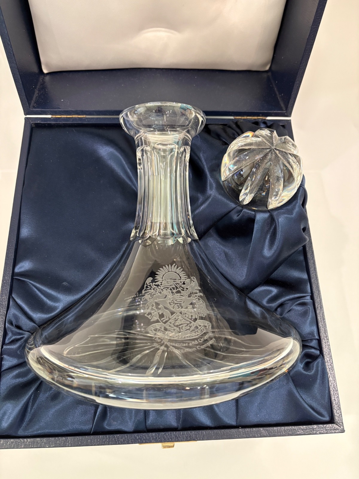 Vintage Garrard Crystal Presentation Decanter P&O Cruises MV Repulse Bay Launch