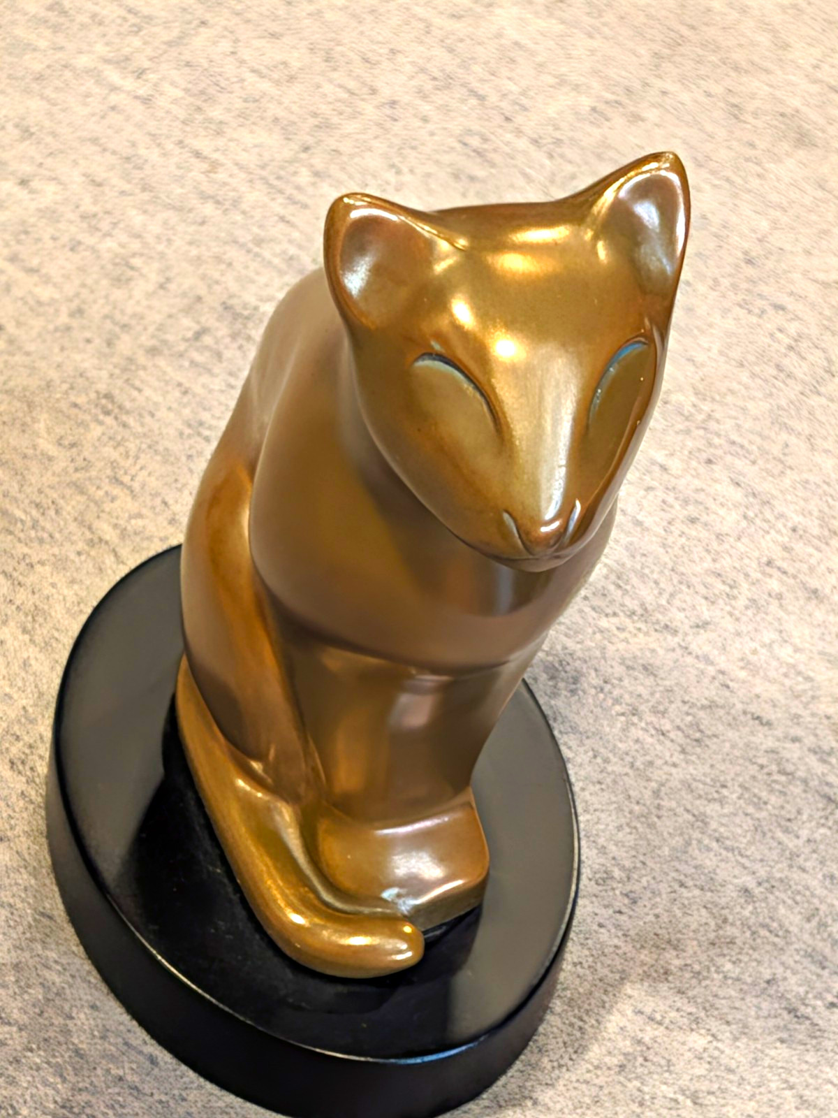 Vintage 1960s Floyd DeWitt MidCentury Modern Art Deco Metal Cat Statue Sculpture Vintage 1960s Floyd DeWitt MidCentury Modern Art Deco Metal Cat Statue Sculpture