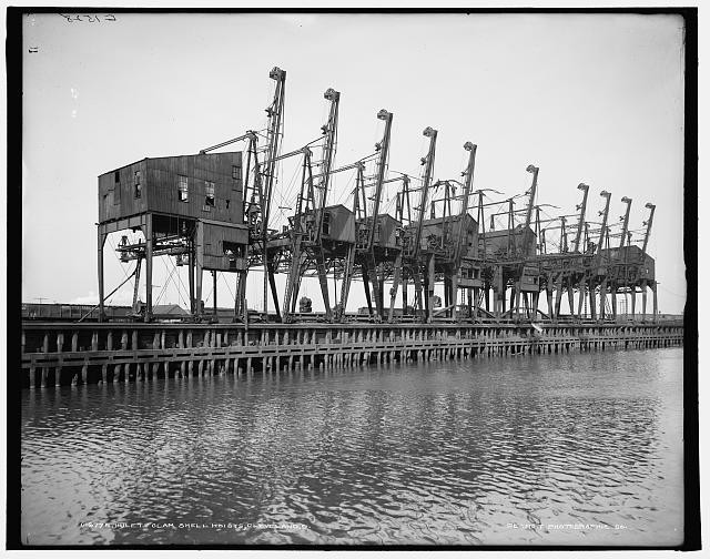 Photo:Cleveland Ohio 1900s Hulett Clam Shell Hoists Industrial Waterfront
