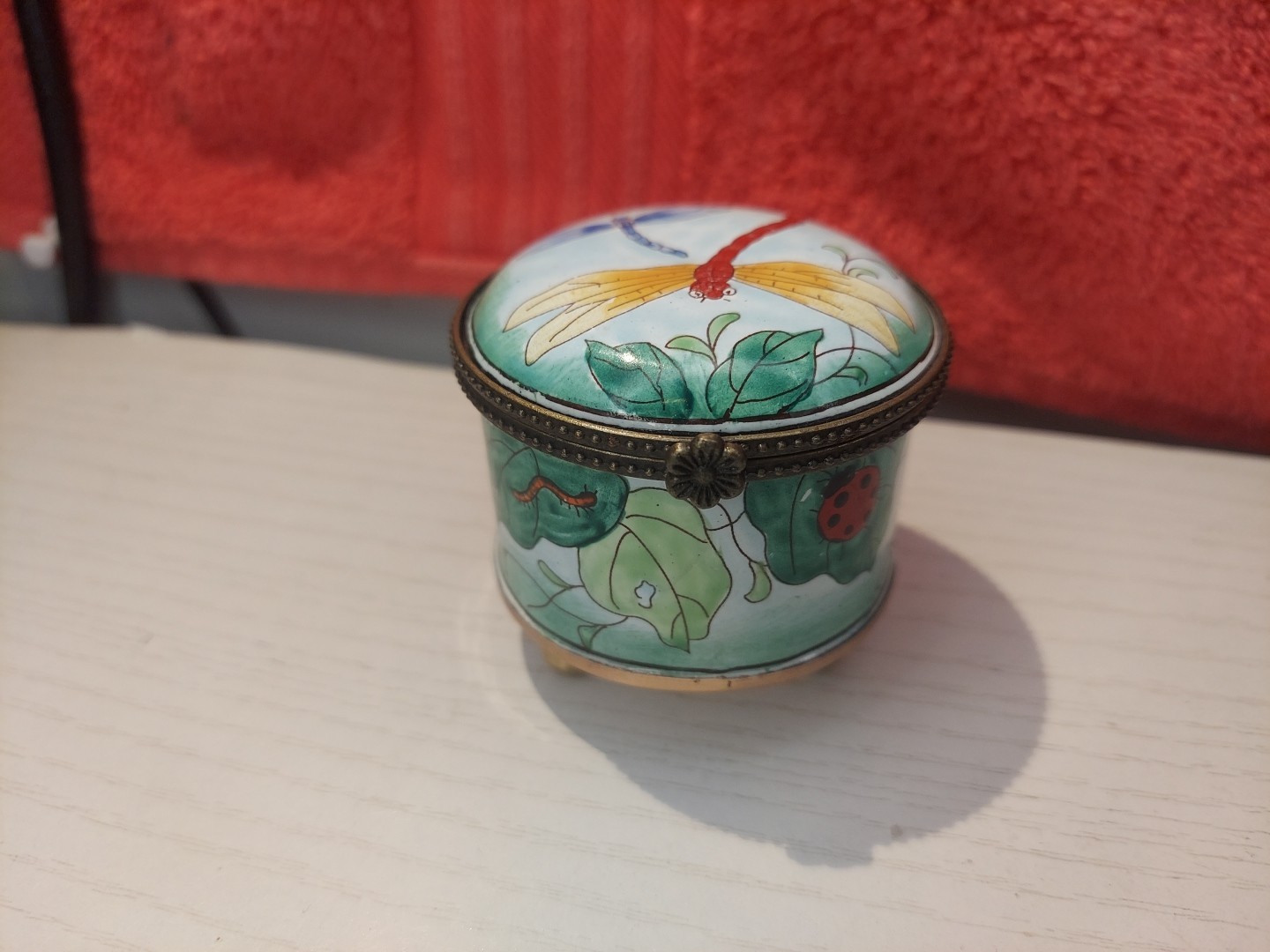 2005 Kelvin Chen #874 Dragonfly Hinged Enameled Metal Trinket Box Desktop 2005 Kelvin Chen #874 Dragonfly Hinged Enameled Metal Trinket Box Desktop