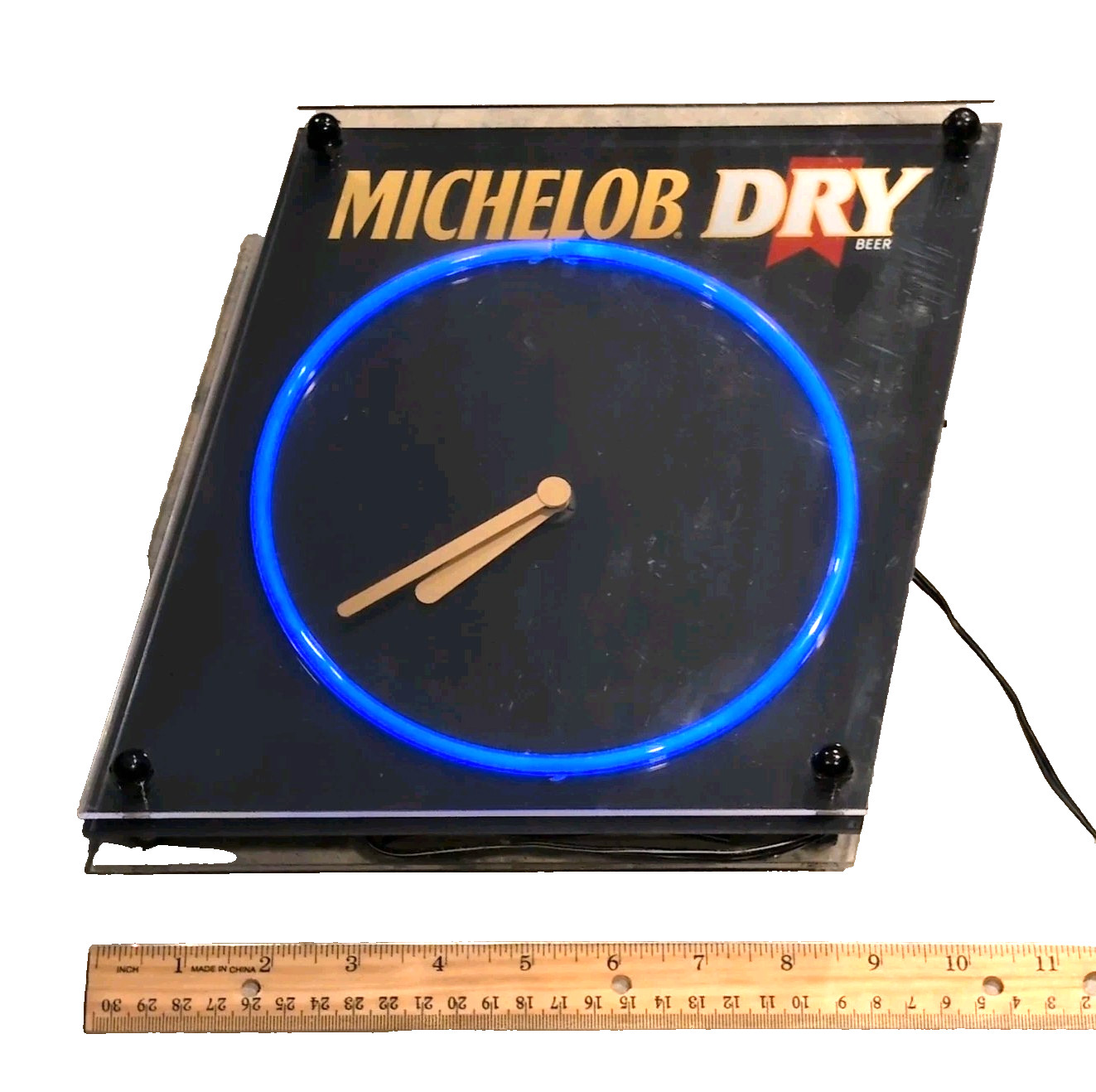 VINTAGE 1991-92 Anheuser-Busch MICHELOB DRY Beer Neon Clock Wall Hanger