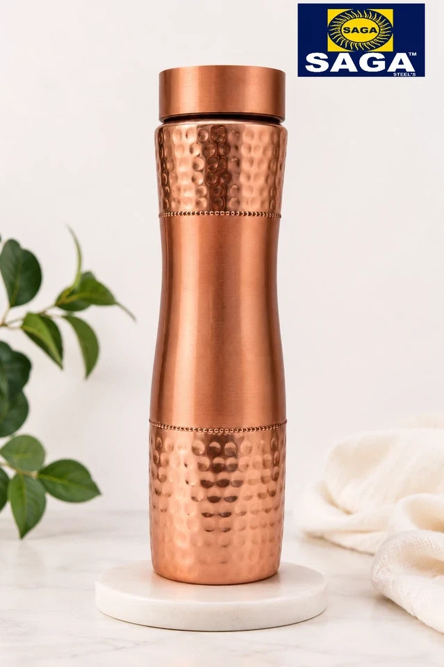 Hammered & Plain Copper Water Bottle 950ml Ayurvedic Health Benefits Hammered & Plain Copper Water Bottle 950ml Ayurvedic Health Benefits