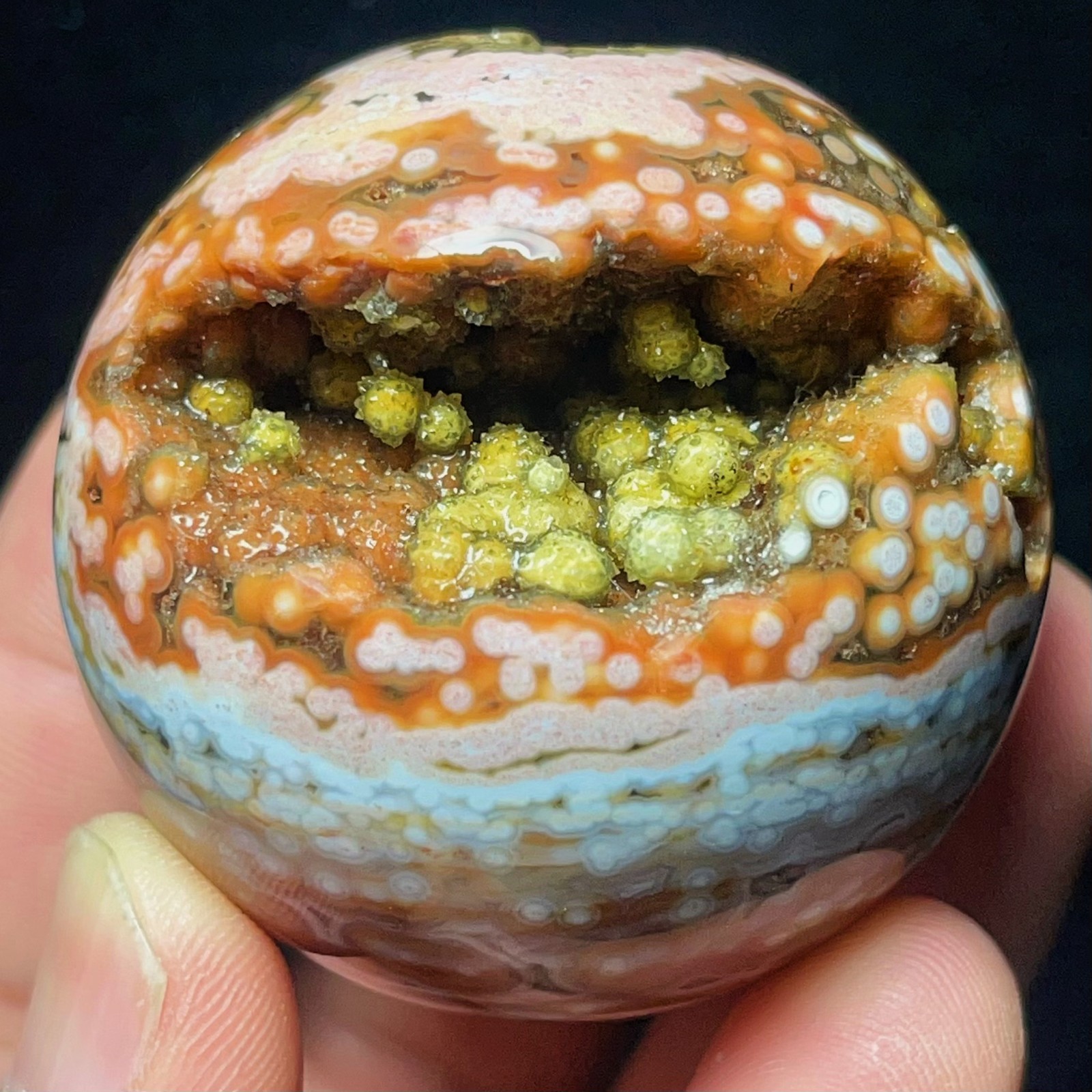 Rare 155G Natural Beautiful Ocean Jasper Sphere Healing Agate Madagascar L8210