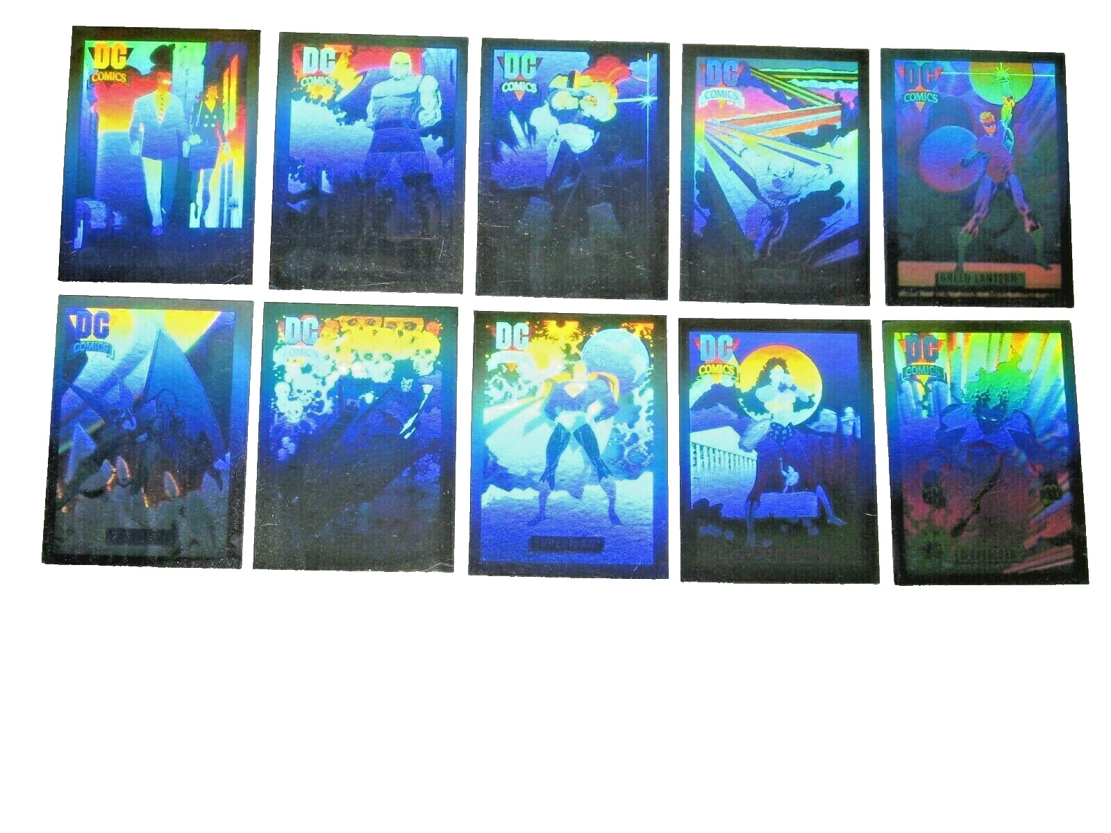 1991 DC COSMIC CARDS 10 INSERT HOLOGRAM CARD SET SUPERMAN WONDER WOMAN FLASH
