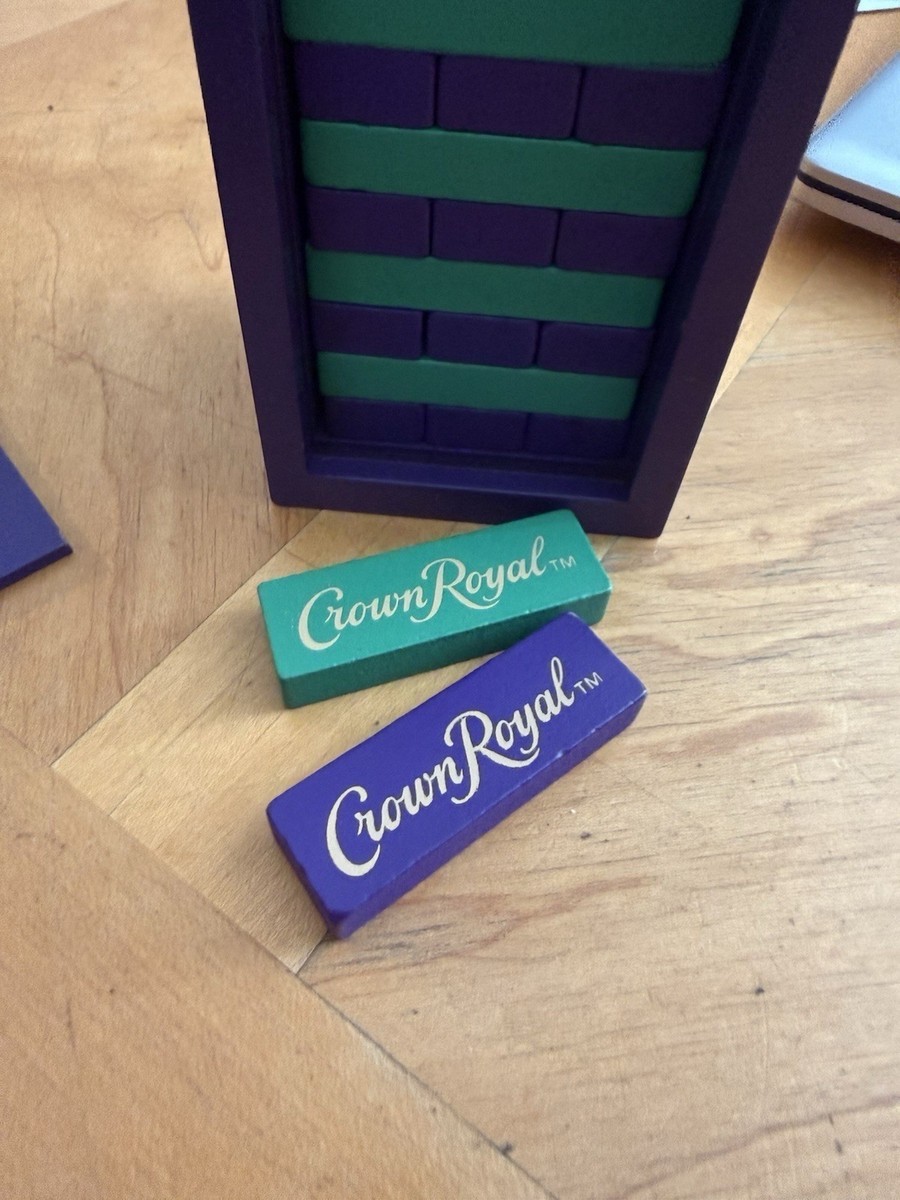 Mini Jenga’s Crown Royal Purple and green game peices Mini Jenga’s Crown Royal Purple and green game peices