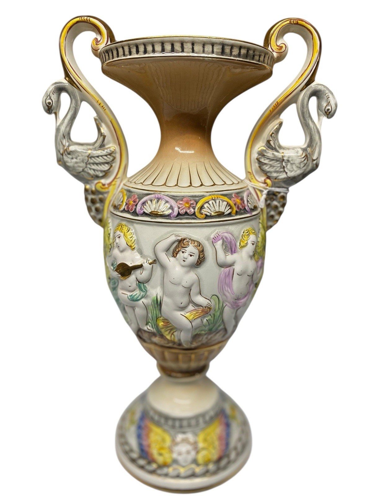 VTG. ELPA Alcobaca Cherub Vase Large 16.5”Inch Made In Portugal, S.A. Learnt Co.