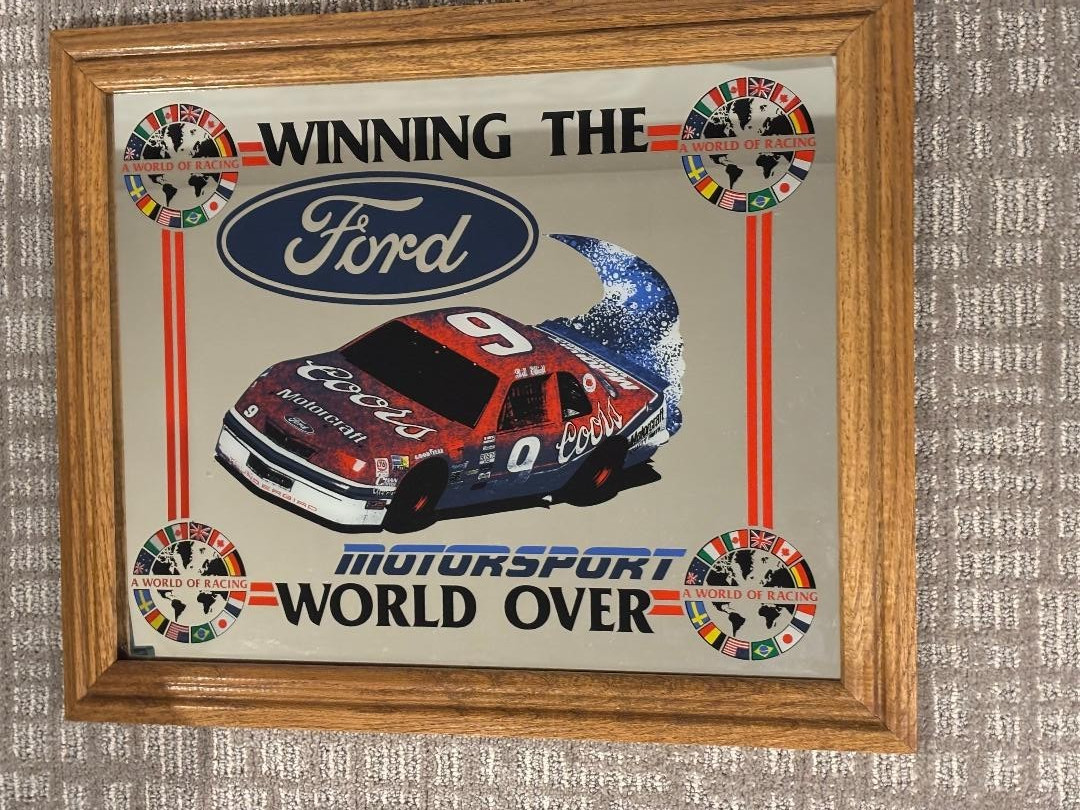***RARE*** 1989 FORD MOTORSPORT THUNDERBIRD FRAMED MIRROR. ABSOLUTELY MINT COND