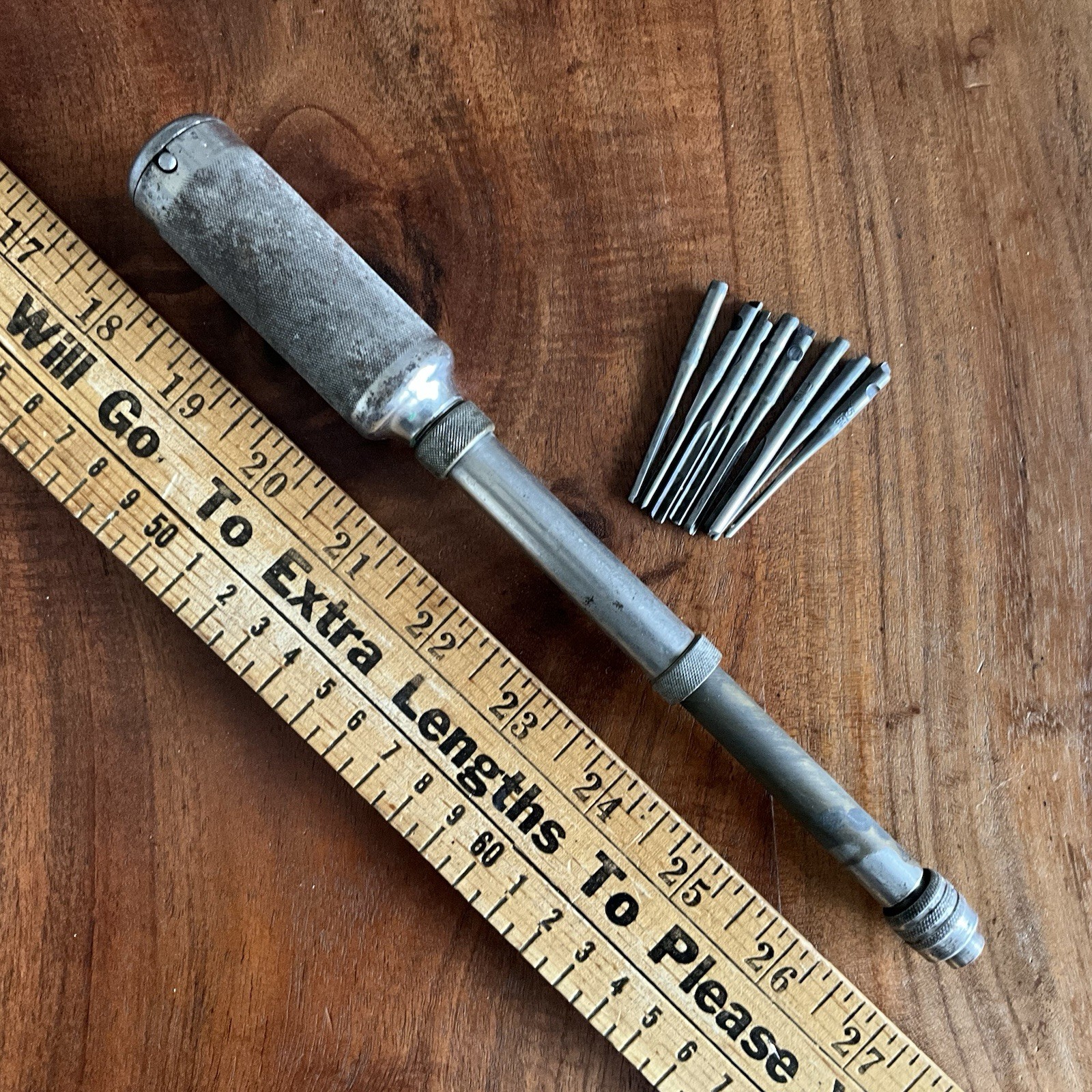 Early Vintage Pre Stanley Yankee No. 44 Push Drill 8 Bits USA Early Vintage Pre Stanley Yankee No. 44 Push Drill 8 Bits USA