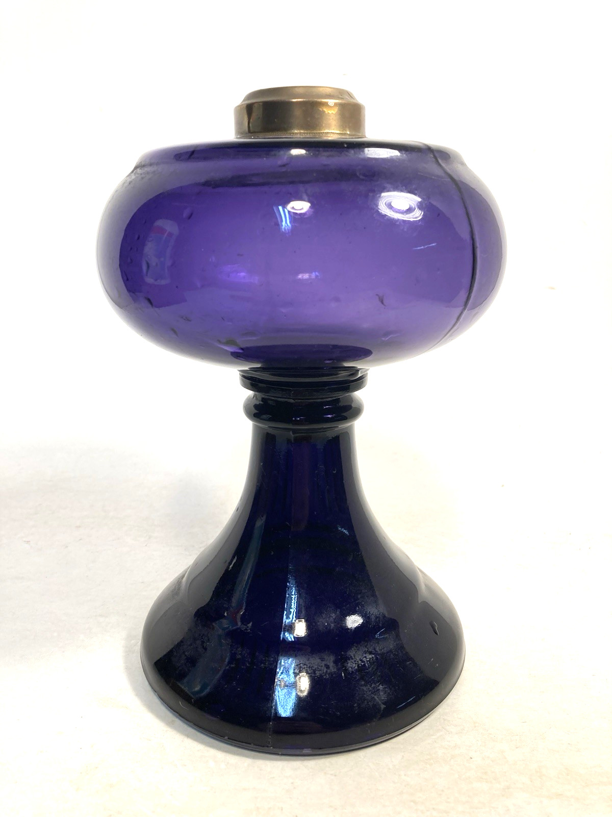 Early 1900s pedestal Lamp, Purple Oil Lamp, irradiated