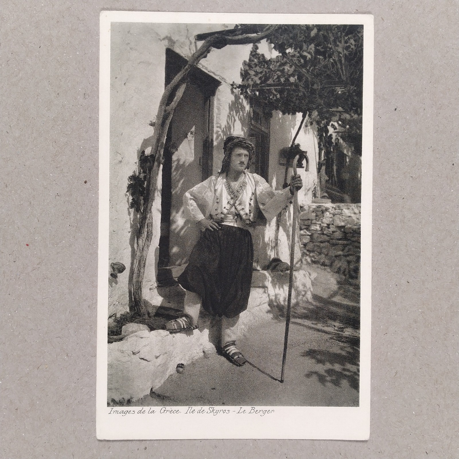 Greece Postcard, Skyros Island, Sporades, Man, National Dress, Village, vtg. A02