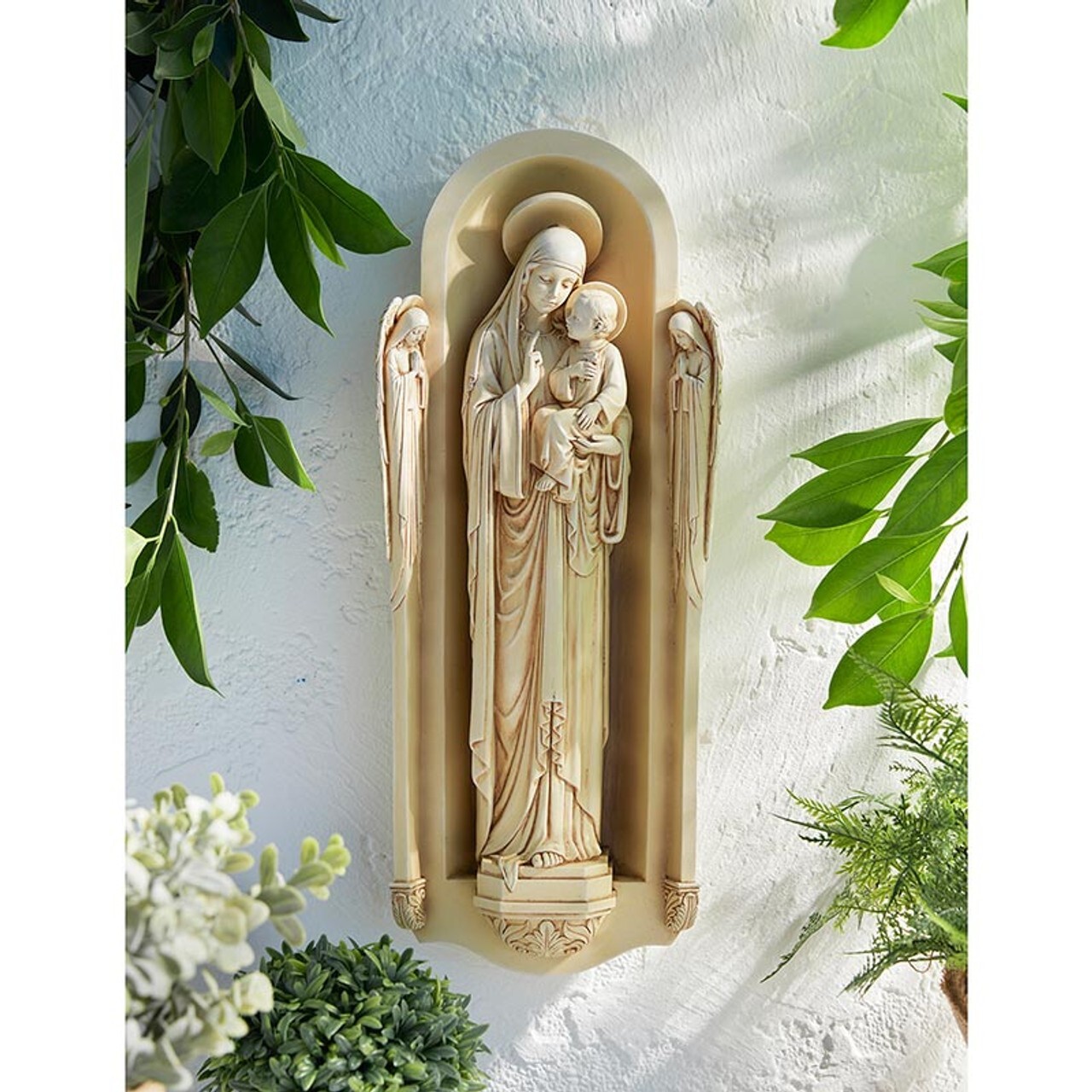 San Benedetto Madonna Plaque, 17.5'' Wall / Garden (USUALLY SHIPS IN 2 DAYS)
