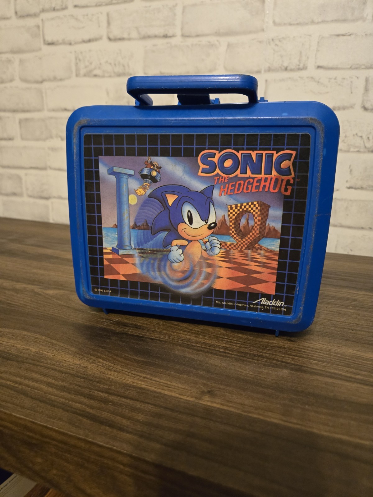 Vintage Sonic The Hedgehog 1993 Plastic Lunch Box Blue SEGA Plastic No Thermos