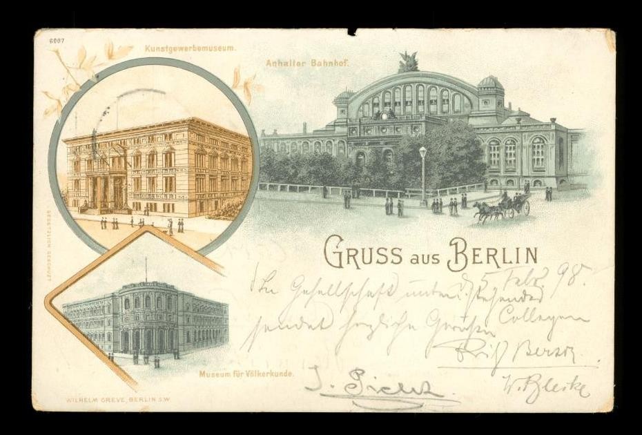 Antique Greve Souvenir Postcard Gruss Aus Berlin Germany 1898 Imperial Cancel