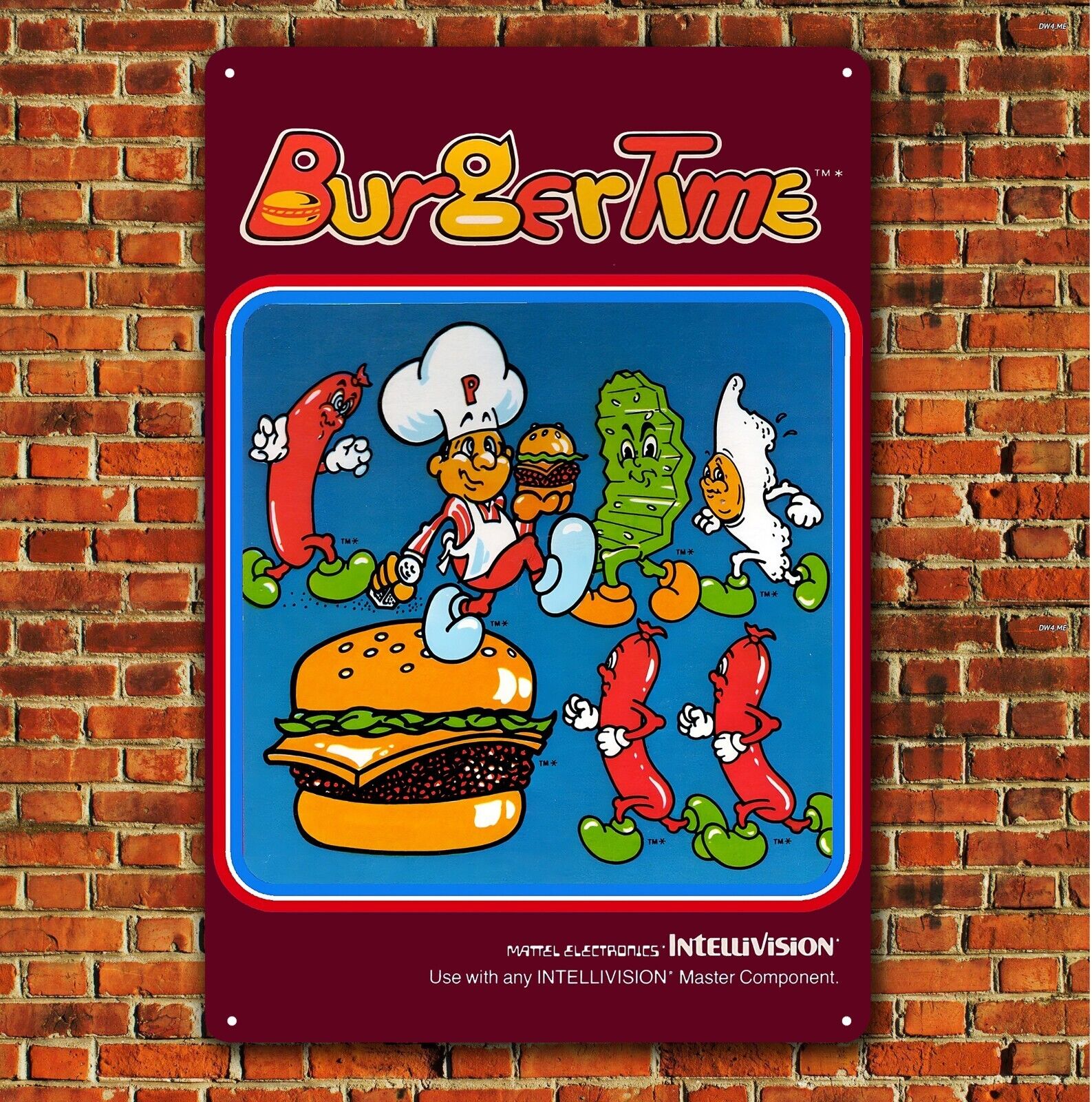 Burger Time Video Game Metal Poster -Atari Collectable Tin Sign (Size 8x12in)