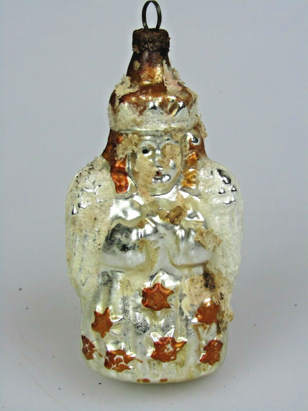 Antique VTG Blown Glass KNEELED ANGEL Mica Figurine Christmas Ornament Germany