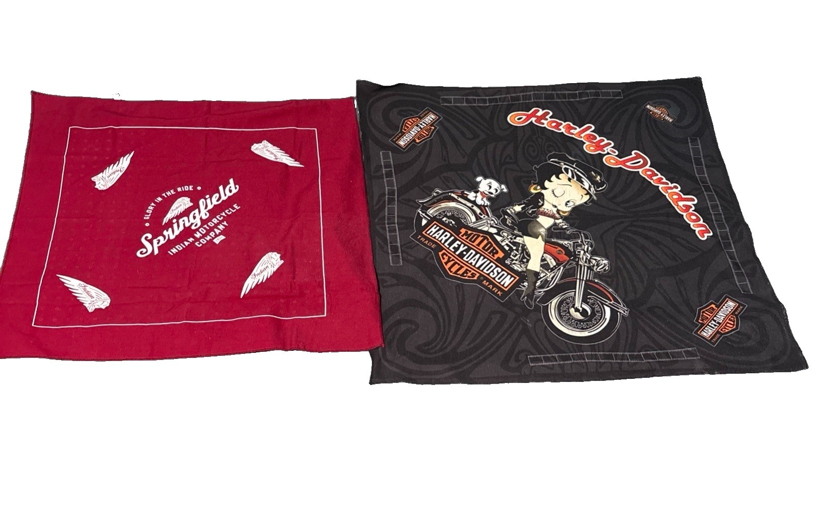 VTG Indian Motorcycle Bandana &Harley-Davidson VTG Betty Boop USA MADE Bandana