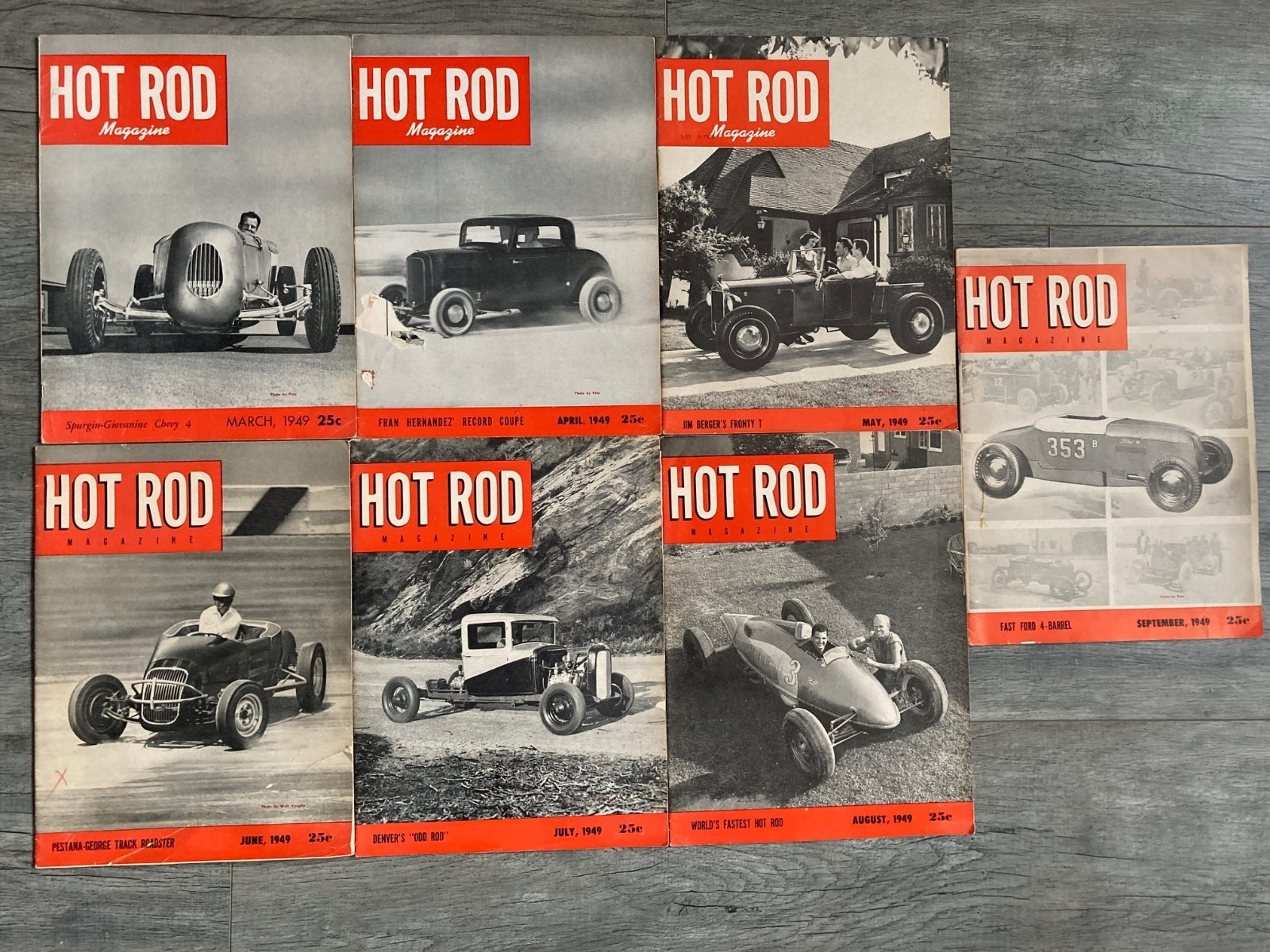 1949 Hot Rod Magazine 7 Issues - March through September