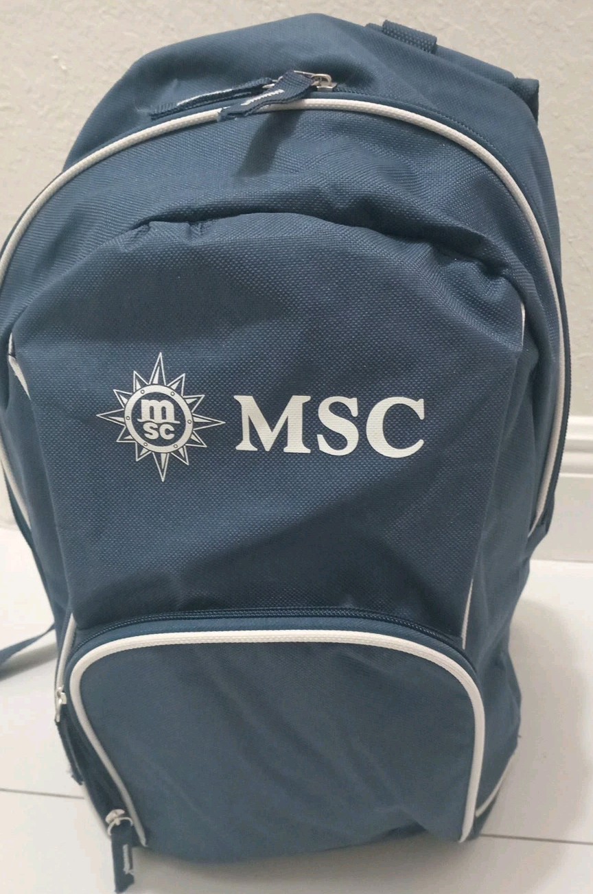 New MSC Cruise Line Backpack with Zipper Compartments-padded Back Navy Blue 17\