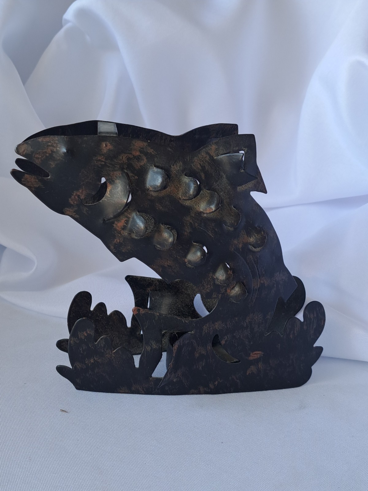 Rustic Metal Jumping Fish Trout Tea LightHolder – Cabin, Lake House Decor 5x5 Rustic Metal Jumping Fish Trout Tea LightHolder – Cabin, Lake House Decor 5x5