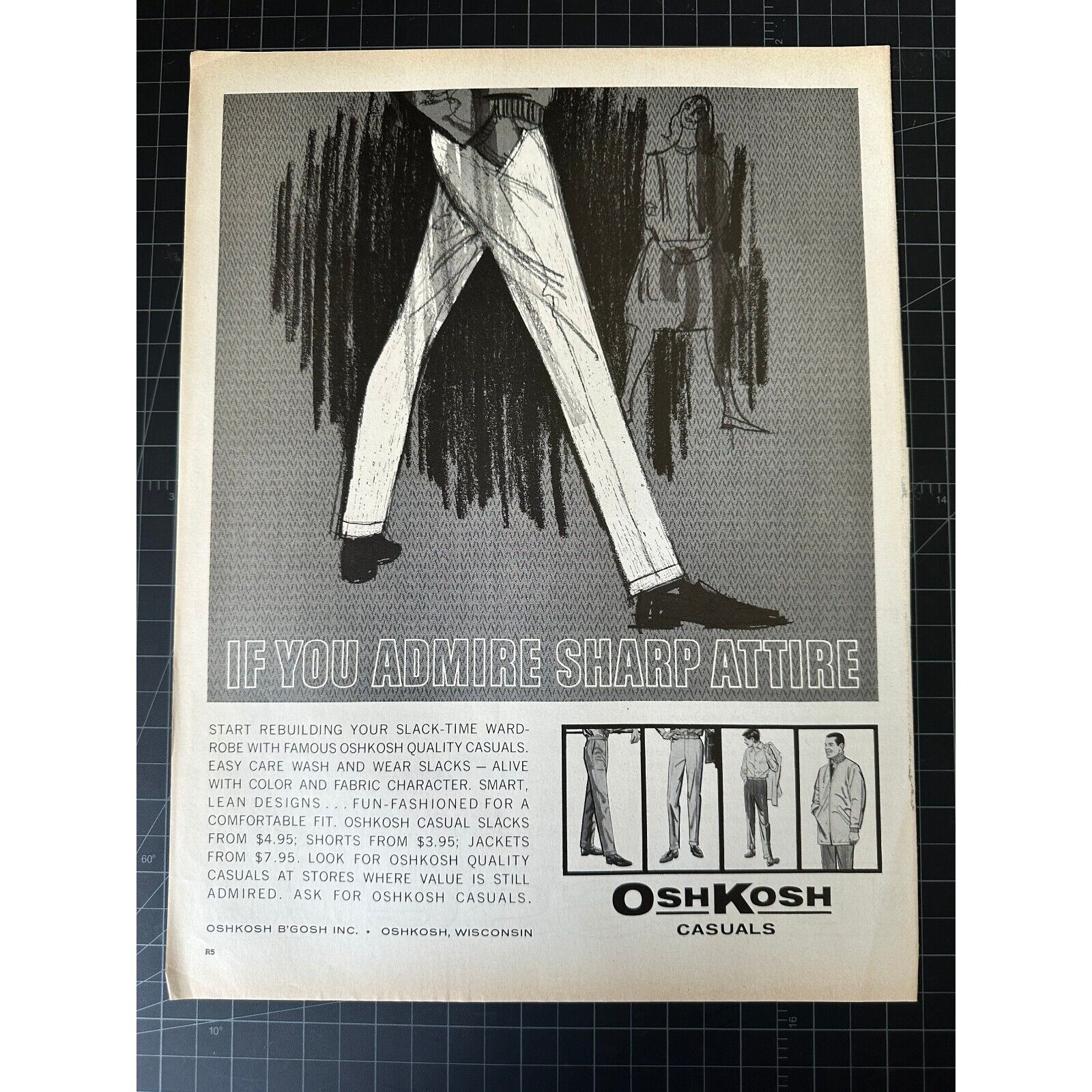 Vintage 1960s Oshkosh Casuals Clothing Print Ad