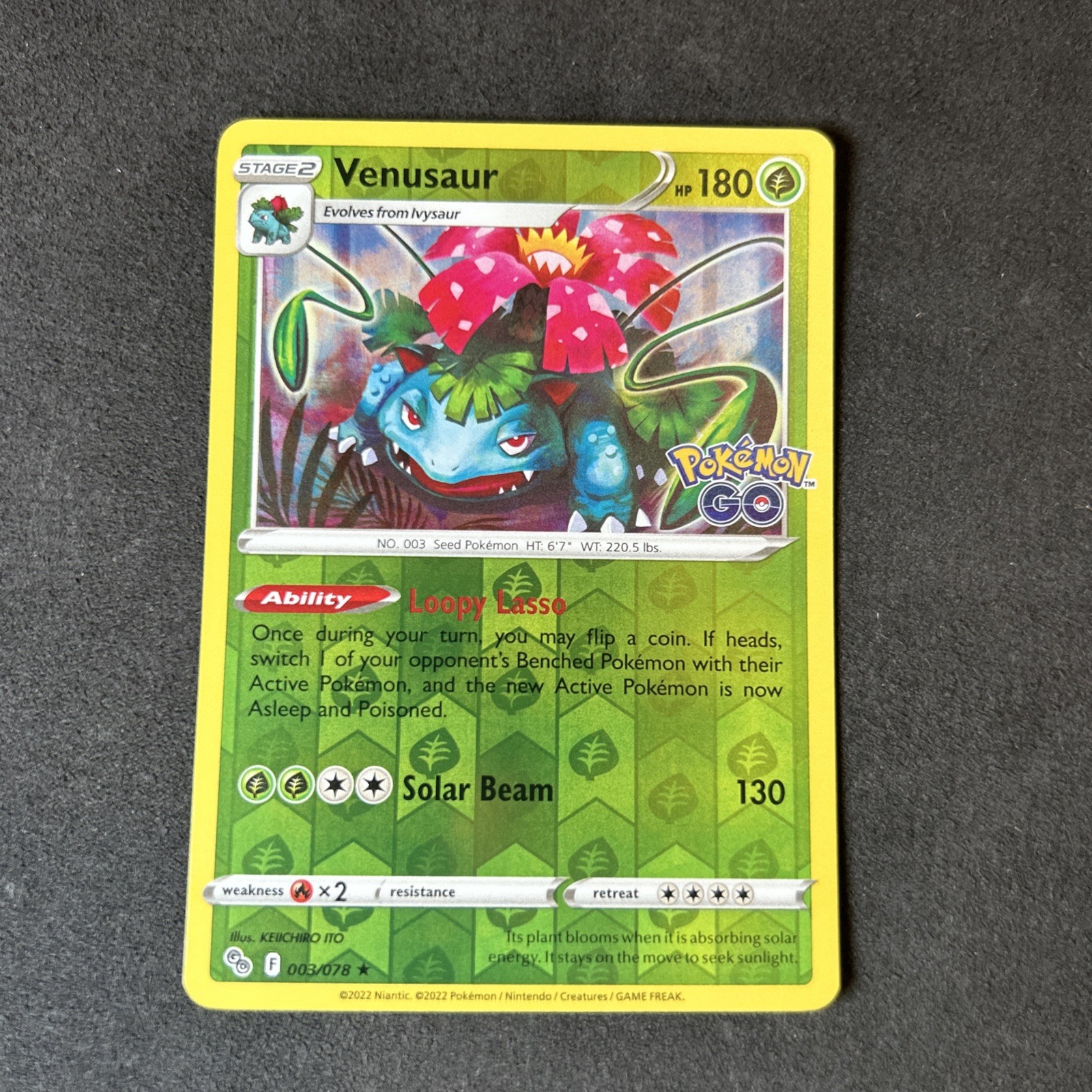 Pokémon Cards Venusaur 003/078 Pokemon Go Reverse Holo Near Mint Card
