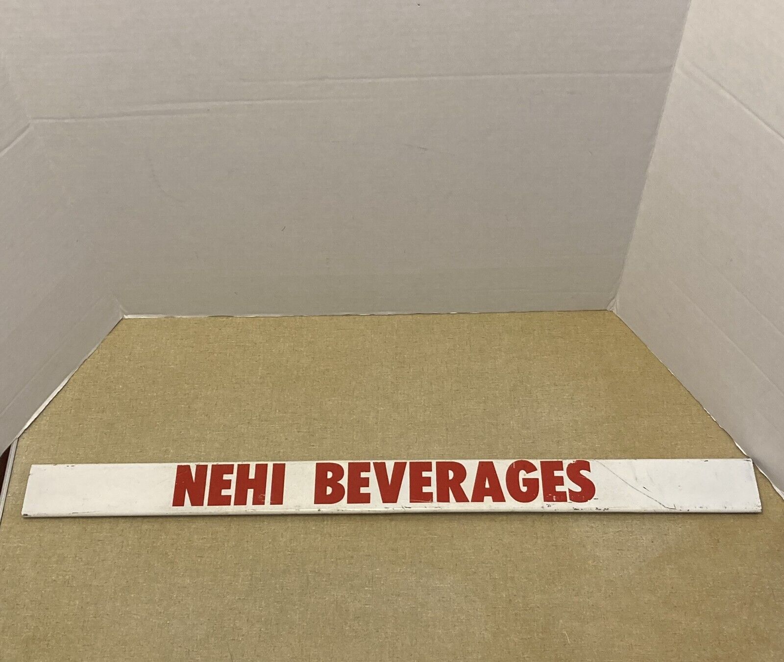 Vintage Nehi Beverages Soda Metal Shelf Sign 2 x 26 inches