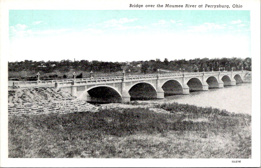 Vintage Postcard Bridge on the Maumee River Perrysburg Ohio OH c.1915-1930  W343