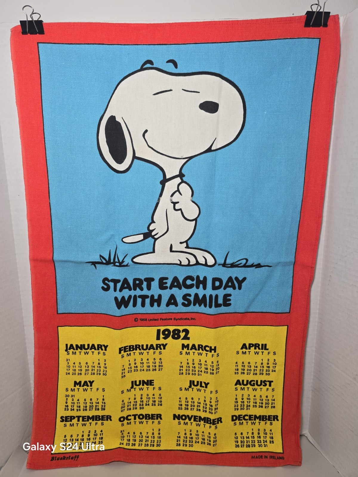 VTG 1982 Peanuts Snoopy Calendar Tea Towel \ VTG 1982 Peanuts Snoopy Calendar Tea Towel \