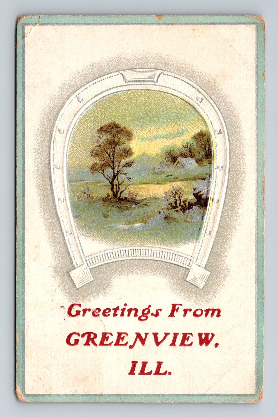 Greenview IL-Illinois, Scenic Country Greetings, Antique Vintage Postcard