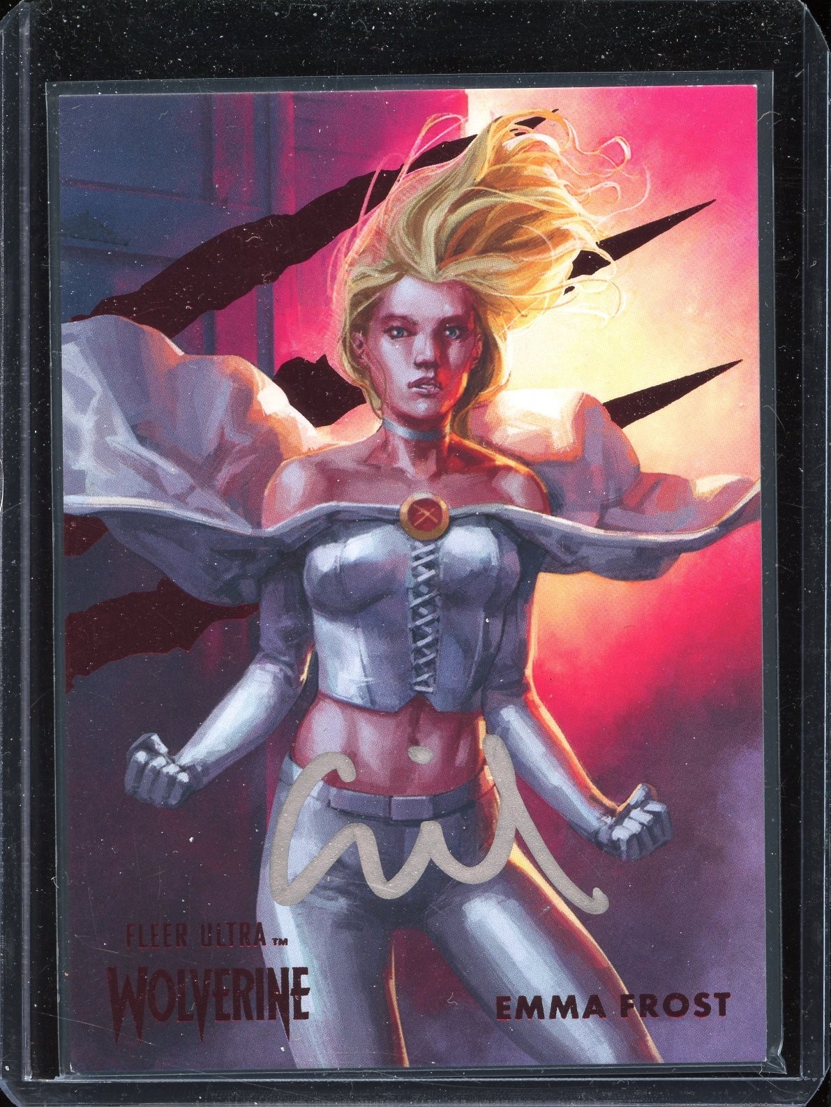 2023 Fleer Ultra Wolverine Red Foil Auto Emma Frost by Gilberto Martimiano #5/74