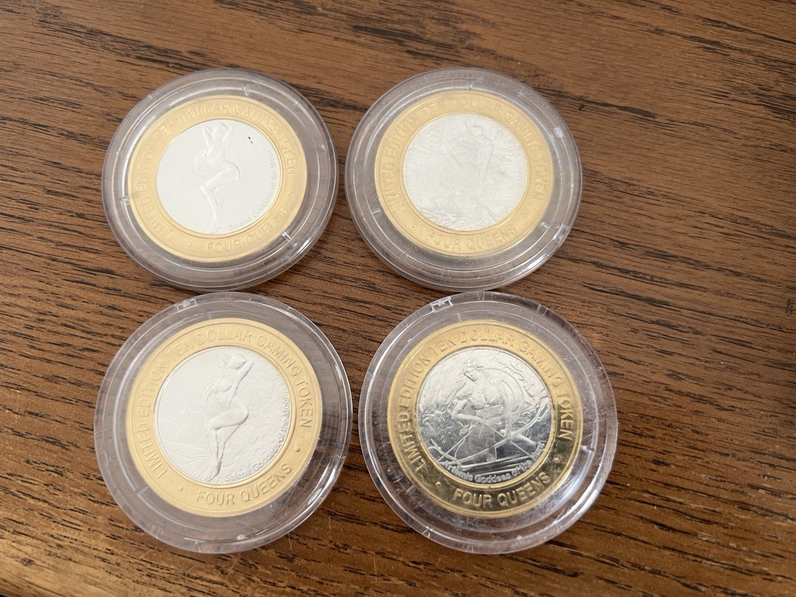 Four Queens Las Vegas $10 Silver Strike Lot of 4 tokens