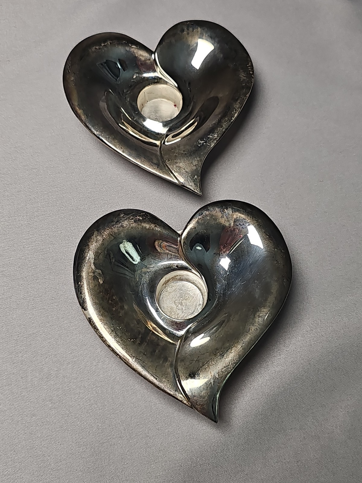 VTG 1995 Towle Silversmith Heart Shaped Candlestick Holders