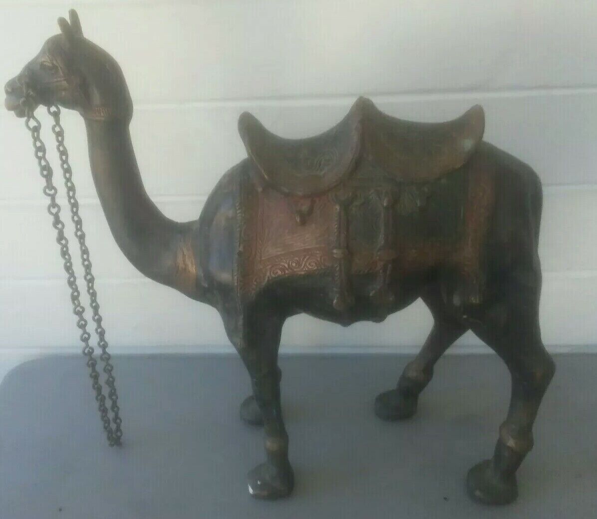 VINTAGE CAST BRASS ANIMAL handcrafted decor CAMEL Large Sculpture 18\